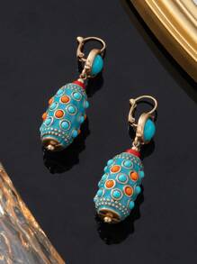 1 Pair Women's Style Earrings, Copper Alloy Vintage Gold Plated, Suitable For Daily Wear, Retro European & American Style - Multicolor - View 7