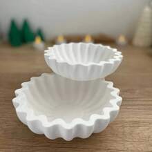Molde de silicone em formato de flor grande/médio, molde de silicone para vaso de flores ondulado para decoração de casa, molde para tigela de armazenamento