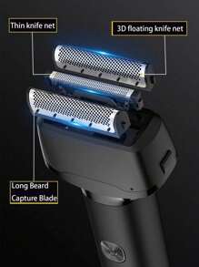 男士剃须刀充电式男士胡须剃须机面部修剪器无绳电动剃须刀电动剃须刀剃须刀 - 黑色 - 查看 7