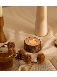 1 件木制烛台，适用于婚礼、派对和生日庆祝活动，人造木树桩设计，餐桌烛杯，节日烛台，复古迷你木制节日、生日派对、情人节求婚、婚礼派对、节日氛围装饰，多功能木制烛台，适用于多肉植物和家居装饰 - 彩色 - 查看 6