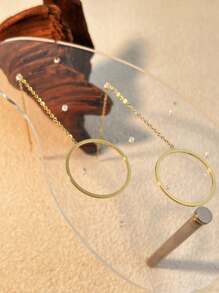 1pc Minimalist Stainless Steel Earrings, Geometric Round Design, Suitable For Women Everyday Wear And Decoration