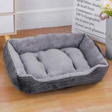 1pc Square Pet Bed, Soft Short Plush Material With Non-Slip Bottom, Suitable For Small-Medium Cats And Dogs, All Seasons