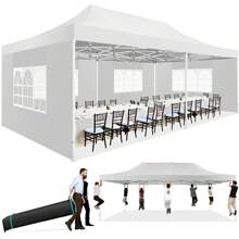13x26 Pop Up Tent 13x26 Canopy With Sidewalls Heavy Duty Canopy Party Tent For Parties, Outdoor Wedding Large Event Tent Wind Waterproof UPF 50+ Ez Up In Garden Lawn With Roller Bag, Black - White - View 2