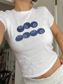 女式夏季休闲时尚舒适 Y2K 辣妹街头风格哭泣婴儿印花圆领短袖短款修身纯色印花 T 恤上衣夏季服装可爱夏季上衣 Y2k 上衣图案 T 恤女款