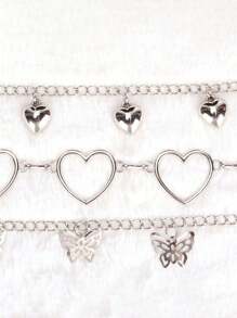 1 件双层包链手提包装饰链蝴蝶/心形/星星钥匙扣装饰吊坠单肩包链带包包配件女士礼物，金属链包吊坠服装/箱包配件 - 彩色 - 查看 4