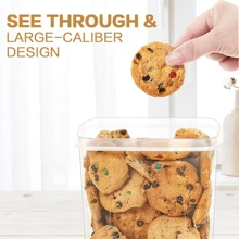 4/7/10/12/15件带盖密封食品储存容器，塑料厨房食品储藏整理和储存，谷物、面食、面粉、糖干粮罐，塑料食品保鲜罐，家居装饰，圣诞礼物，家居礼品，房间装饰 - 黑與白 - 查看 3