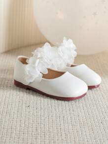 Zapatos planos con puntera cuadrada y estampado floral lindo, adecuados para primavera y verano para niños