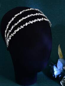 1pc Luxury Rhinestone Inlaid Alloy Bridal Wedding Headpiece - Silver - View 4