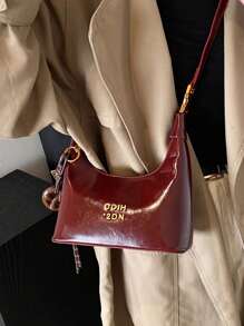 2025 Primavera/Verão Nova Bolsa Retro Vinho Tinto Crossbody, Bolsa de Ombro, Bolsa de Negócios Feminina Casual Moda Diária Bolsa de Viagem, Adequada para Trabalho, Compras, Namoro, Viagem, Com Decoração