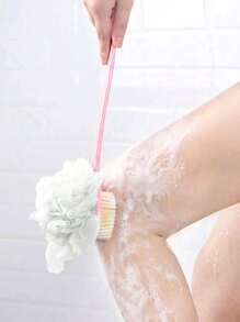 1/2 件装沐浴刷，双面擦洗按摩功能，长柄，淋浴刷，带丝瓜络 - 彩色 - 查看 5