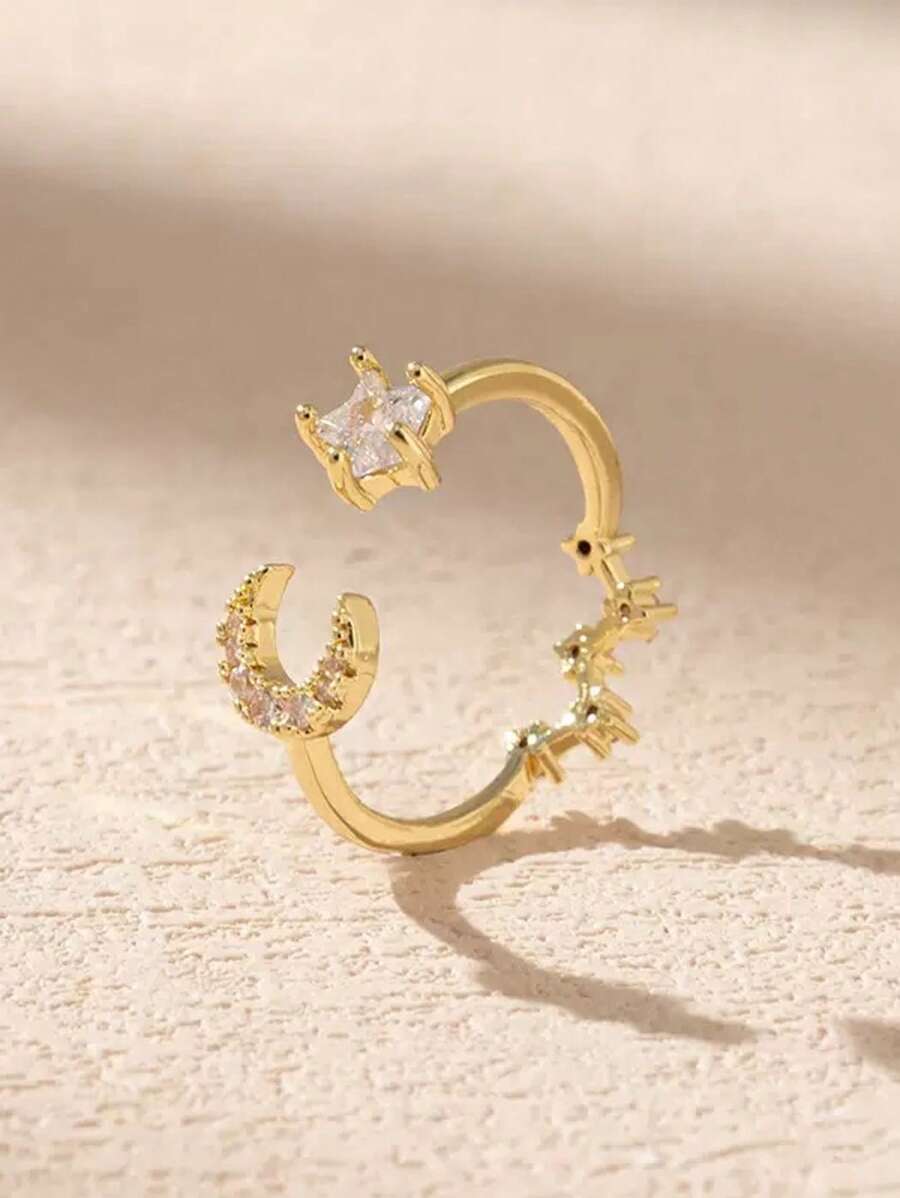 1 简单星星和月亮戒指 小众时尚设计戒指 - 星星月亮 - 查看 1