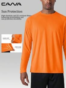Cavva Men's Summer UPF 50+ Sun Protection Long Sleeve Shirt Spring Quick-Dry Lightweight Breathable Soft Outdoor Hiking Running Fishing Tops - Orange - View 3