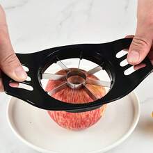 Premium Product Stainless Steel Slicer And Corer - Durable, Manual Fruit Cutter With Uniform Blades, Ergonomic Handle, Kitchen Gadget Perfectly Slicing Apples, Fruit Slicer - Black - View 1