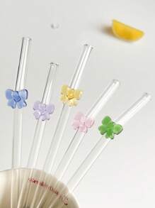 1件/套彩色蝴蝶結玻璃吸管，適用於水杯，可重複使用彎曲吸管附清潔刷，適合冷飲、奶茶、咖啡、果汁、奶昔，理想用於廚房、餐廳、雞尾酒派對、開學季，送給男友/女友、父母、朋友的禮物，也非常適合節日用品、萬聖節、感恩節、聖誕節 - 款式3 - 查看 10