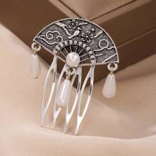1 Stück vintage eleganter Zinkalegierungs-Kamm Haarzubehör, Seitenkamm, geeignet für Frauen oder Braut, Kopfschmuck - Verschiedenfarbig - Übersicht 3