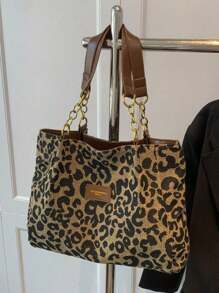 2025 Nouveau sac fourre-tout imprimé léopard avec sac de rangement pour serviettes hygiéniques, sac imprimé léopard avec porte-monnaie, sac à bandoulière vintage, sac à bandoulière de style urbain grande capacité pour femmes, sac à main convenant pour l'école, le travail, les courses, l'extérieur, le bureau. Sac à main imprimé guépard pour femmes, nouveau sac imprimé tigre automne-hiver pour femmes - Multicolore - Voir 3