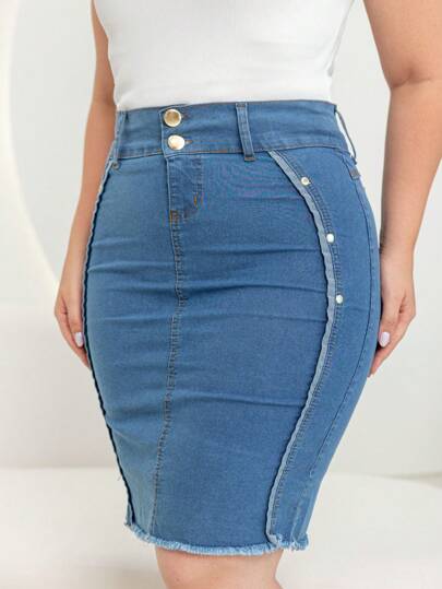 Saia jeans evangélica com lycra