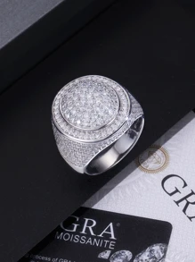 18K Gold Plated S925 Silver D/VVS1 Moissanite Hip-Hop King Ring, Elegant & Fashionable Jewelry For Men