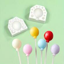 2pcs/Set Round Balloon Lollipop Molds Silicone Cake Pop Mold, 3d Fondant Clay Chocolate Candy Mold Diy Cake Decorations, Perfect For Chocolate, Fondant, And Cake Decorating Back To School