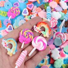50/100pcs Resin Candy Nail Art Charms For Slime And Nails - Cute Fruits And Sweets Accessories For Crafts And Nail Art Decoration