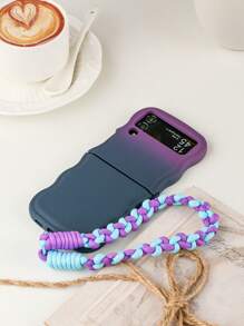 1pc Macaron Color Gradient Silicone Knitted Ombre Wristband Wavy Protective Phone Case, Compatible With Galaxy Z Flip3 5G, Galaxy Z Flip4 5G, Galaxy Z Flip5 5G, Galaxy Z Flip6 5G