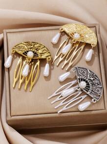 1 Stück vintage eleganter Zinkalegierungs-Kamm Haarzubehör, Seitenkamm, geeignet für Frauen oder Braut, Kopfschmuck - Verschiedenfarbig - Übersicht 1