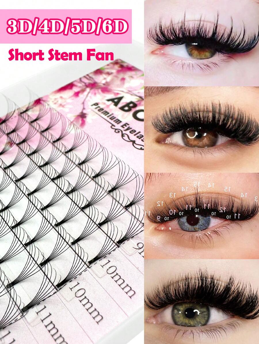 LAKANAKU 12 Hàng C Curl Abonnie Thân Ngắn Làm Sẵn Quạt Mi 0.07MM Mix 8-15mm Mi, 3D 4D 5D 6D Nga Làm Sẵn Quạt Mi Làm Sẵn Thân Gốc Nhọn Nối Mi Làm Sẵn - C - Xem 1