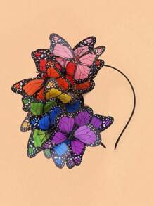 Butterfly Fascinator Hat Monarch Butterfly Headband Crown Tea Party, Garden Party, Butterfly Themed Parties Costume Headpiece Halloween - A - View 5