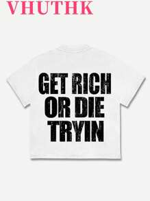 VHUTHK Double-Sided Printing (220 Pure Cotton T-Shirt)    Men's Summer Round Neck Short Sleeved Casual Pure Cotton Print    Y2k  Style