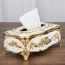 European Tissue Box, High-End Hotel Restaurant Napkin Extraction Box, Kitchen And Living Room Tabletop Tissue Storage Box - B-銀白色 - 查看 5