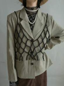 DEKUNER 1 Pieza Estilo adolescente, dulce y lindo, top corto de estilo japonés con perlas falsas, simplicidad elegante