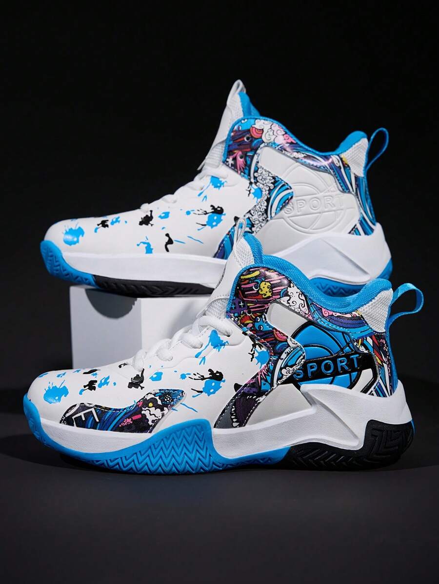 Zapatillas de baloncesto para niños, zapatillas deportivas para niños, zapatillas de baloncesto antideslizantes para adolescentes, zapatillas de senderismo resistentes al desgaste y casuales, adecuadas para todas las estaciones - Azul - Ver 1