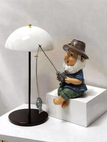 仙女花园钓鱼侏儒雕像微型小矮人雕像户外景观装饰品适用于庭院草坪池塘游泳池河边装饰 - 彩色 - 查看 2