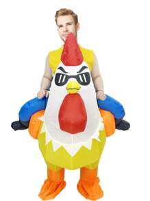 Rooster Inflatable Costume For Adult, Rooster Ride On Chicken Costume, Fancy Cosplay Party Costumes Blow Up Costumes - Multicolor - View 6