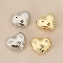 1 Piece/3 Pieces DIY Heart Inlaid Shiny Zirconia Single Pendant Jewelry Accessories For Romantic Love