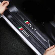 5pcs Set Car Door Sill Welcome Scuff Plate Leather Protection Decorative Strips For Fiat 500X - Black - View 7