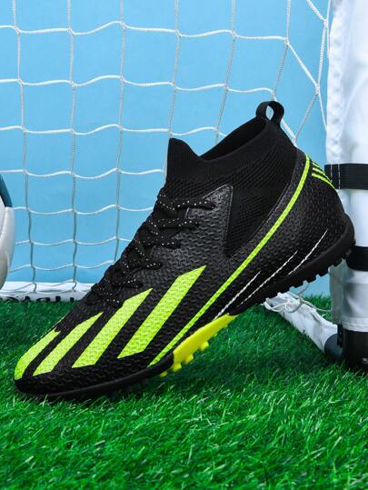 1 Pair Unisex High-Top Football/Soccer Shoes, Outdoor Team Sports Sneakers For Adults & Youth, Non-Slip Wear-Resistant TF Spikes, Suitable For Artificial Turf Training, Lightweight High-Performance Anti-Slip Design, Professional Football Boots, Factory Direct