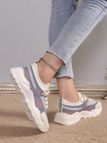 女士休闲防滑软底透气运动户外鞋，春秋季节流行时尚 - 淡紫色 - 查看 4