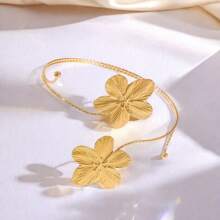 1 件复古法式金属花卉手镯，可调节开放式设计，夸张，度假 - 彩色 - 查看 3