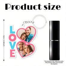 1pc Personalized Acrylic Heart-Shaped Keychain With Custom Photo, UV Printed Portrait, Letter Theme, Party Keyring Gift - Ideal Valentine's Day, Wedding, Birthday And Anniversary Gift For Boyfriend Or Girlfriend