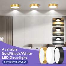 Luz empotrada para techo, Foco LED para decoración del hogar, Foco moderno para sala de estar, dormitorio, pasillo, baño, gabinete de cocina, tienda, hotel. Disponible en negro/blanco/dorado, en blanco cálido/neutro/frío, en 5W/10W/15W/25W. - Downlight de montaje en superficie - Ver 3