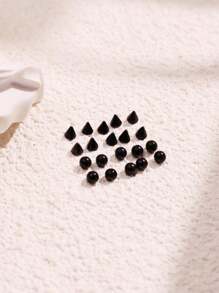 1set 16pcs Stainless Steel Geometric Ball Fake Piercing Stud Set Fake Nose Ring Stud Sticker Pack Fake Eyebrow Lip Piercing Non Piercied Body Jewelry - Black - View 3