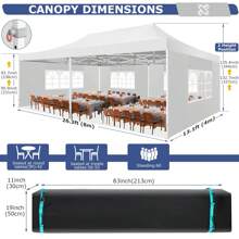 13x26 Pop Up Tent 13x26 Canopy With Sidewalls Heavy Duty Canopy Party Tent For Parties, Outdoor Wedding Large Event Tent Wind Waterproof UPF 50+ Ez Up In Garden Lawn With Roller Bag, Black - White - View 7
