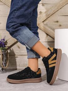 Dziecięce buty sportowe z nadrukiem w panterkę, na co dzień i z miękką podeszwą dla dziewczynek