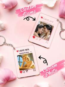 1pc Custom Couple Photo And Text Keychain, Custom Mom Picture Keychain, Personalized Photo Keychain With Text, Custom Couple Photo Gift, Personalized Acrylic Keychain, Personalized Picture Keychain With Text, Boyfriend Girlfriend For Anniversaries Special Occasions Valentine's Day, Memorial Gift Birthday Gift Women's Day Wedding Gift Gift For Her/ Him/ Mom/ Dad/ Wife/ Husband/ Friend