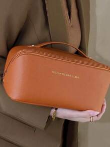 1pc Women's Fashionable High Capacity Cosmetic Bag Portable Travel Handbag Storage Organizer Summer Travel, Vacation Home Bathroom Decor Holiday