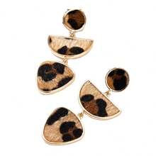 1 Pair Geometric Creative Matching Leopard Pattern Elegant Elegant Drop Earrings, Versatile & High-End