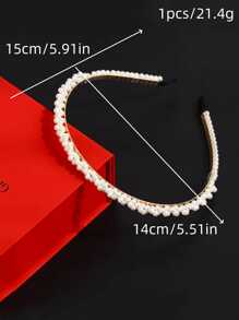 1pc Knotted Faux Pearl Bridal Headband Bow Hair Clip Elegant Tiaras