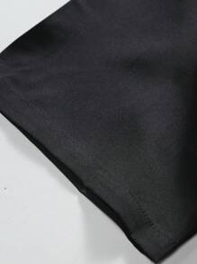 男士纯色商务休闲短袖衬衫 - 黑色 - 查看 6