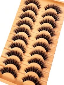 10 pares de pestañas postizas naturales y esponjosas estilo ojos de gato, con volumen y suavidad, extensiones de pestañas falsas para maquillaje
